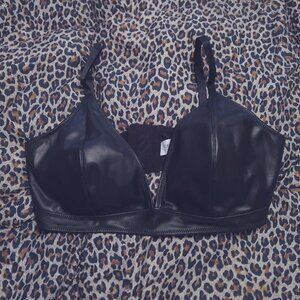 Black Pleather Plus Size Bra Top XL